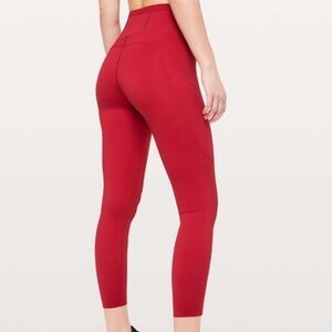 Lululemon Fast & Free 7/8 Tight II *Non-Reflective Nulux 25" Size 6 Red